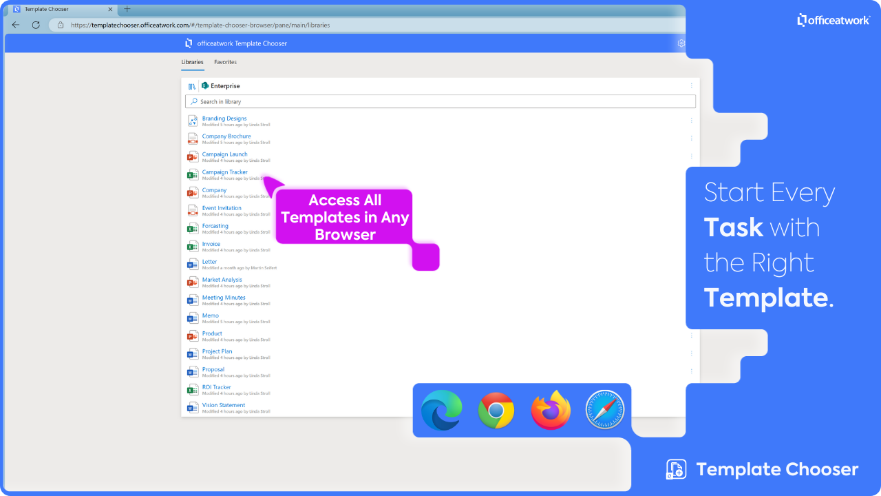 Snapshot 4 of officeatwork | Template Chooser for the Browser