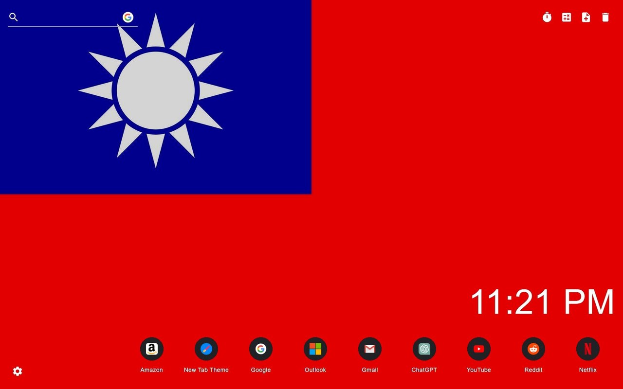 Taiwan Flag Wallpaper New Tab