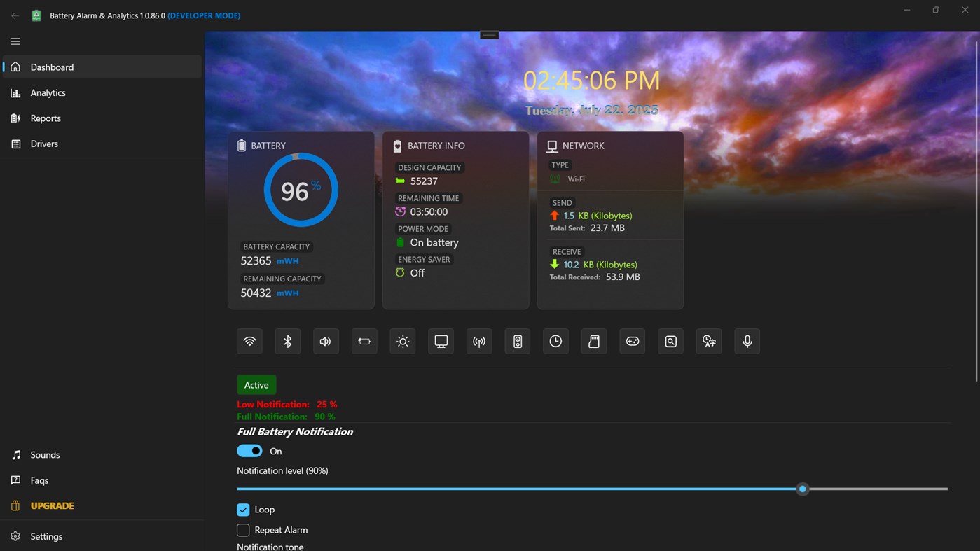 #1. Battery Alarm & Analytics (Windows) By: NxeCcde24 Labs