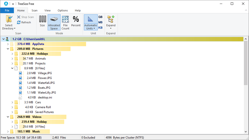 TreeSize Free for Windows 10