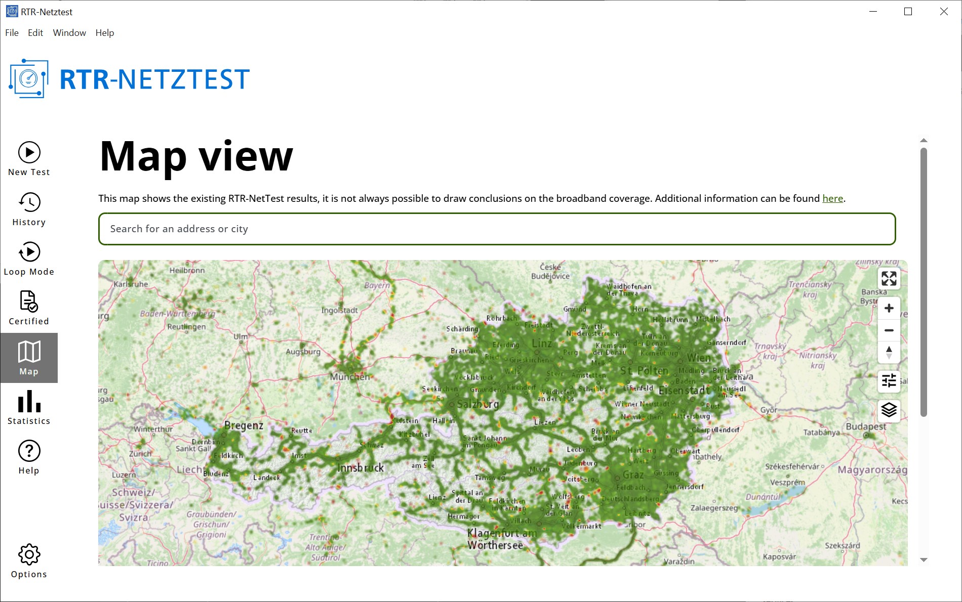 RTR-Netztest Desktop screenshot