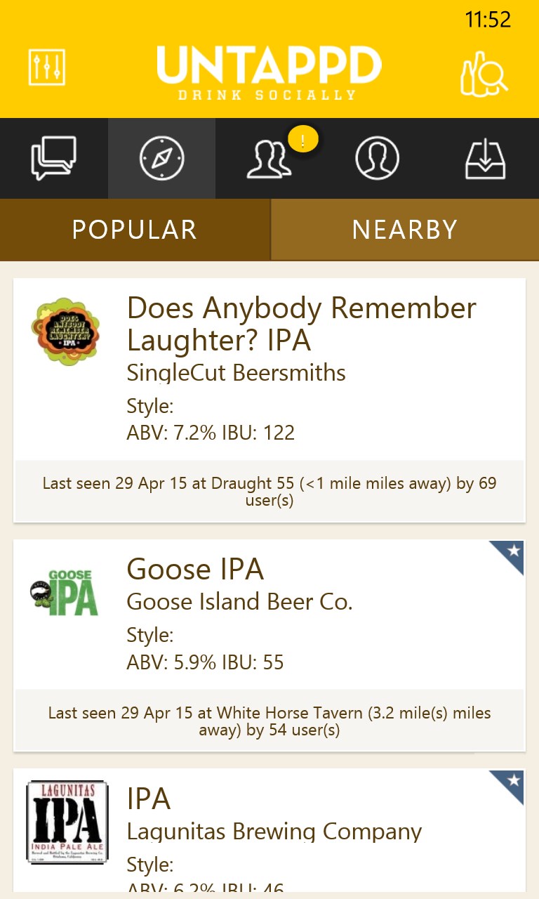 Untappd for Windows 10 Mobile