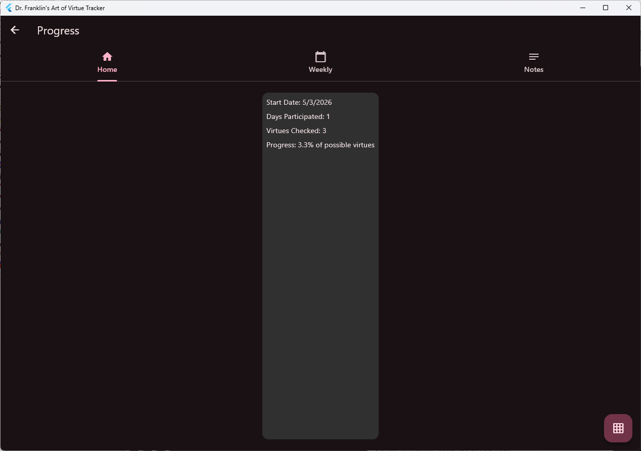 Dr. Franklin's Art of Virtue Tracker screenshot