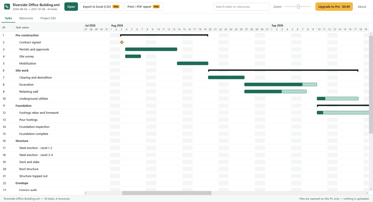 MPP Viewer - Gantt & Schedule Reader - Free download and install