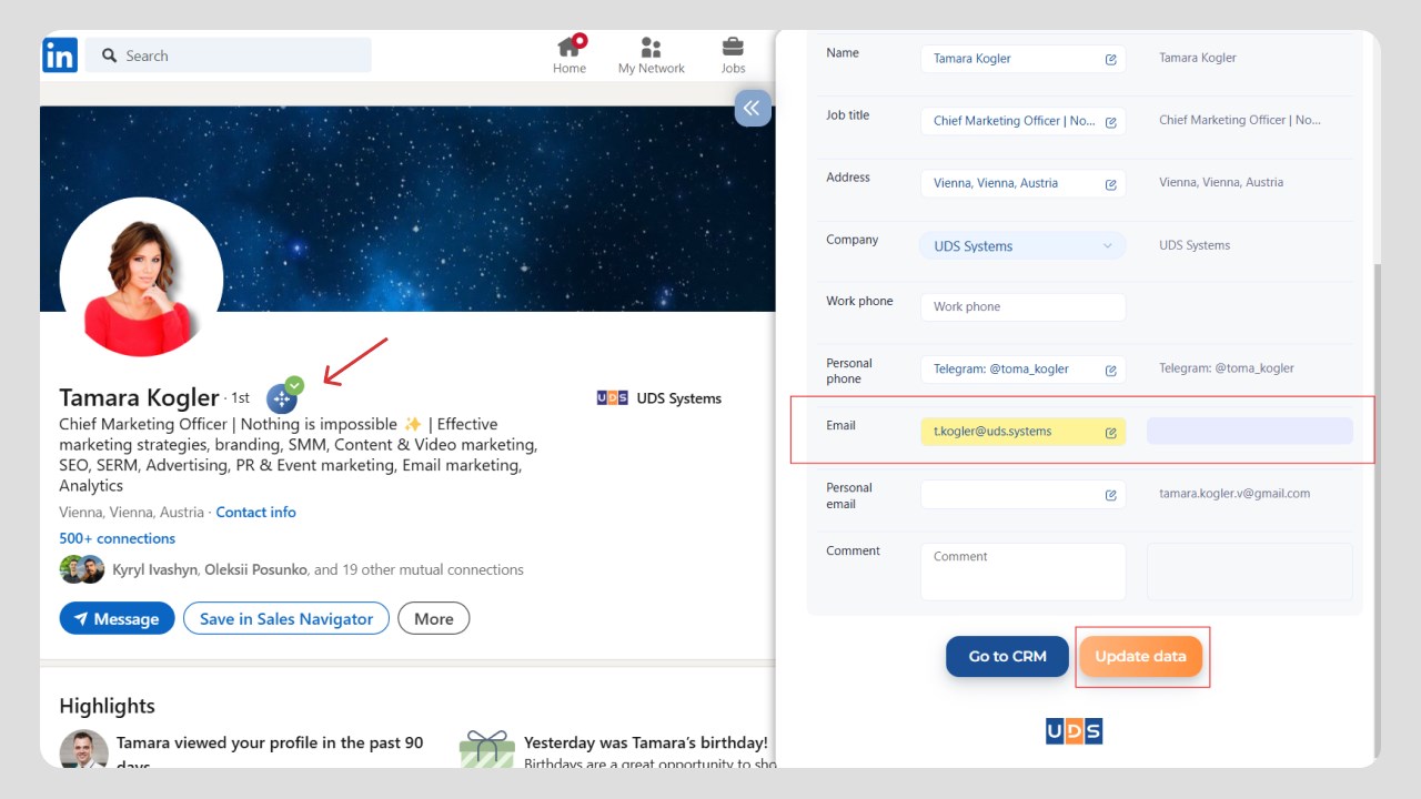 Snapshot 2 of UDS LinkedIn Scraper for D365 (Fields)