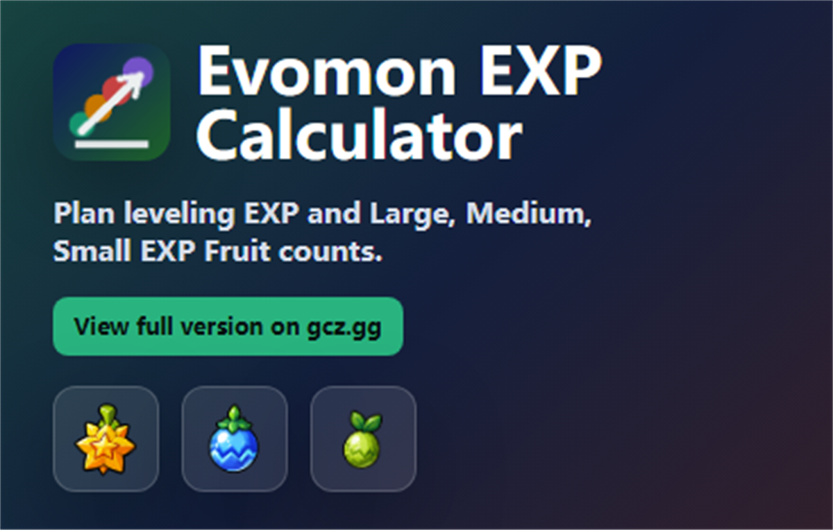 Evomon Leveling EXP Calculator