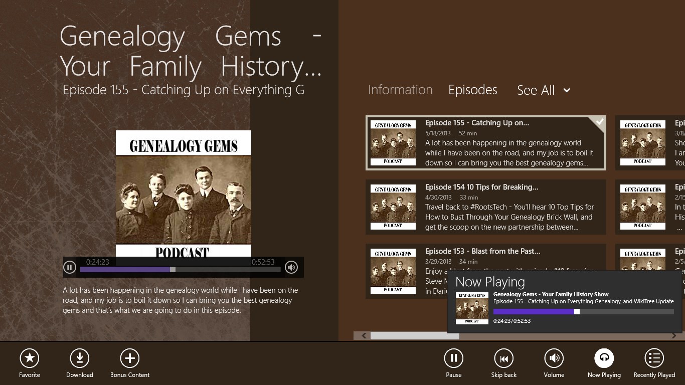 Screenshot: Episode Playback
