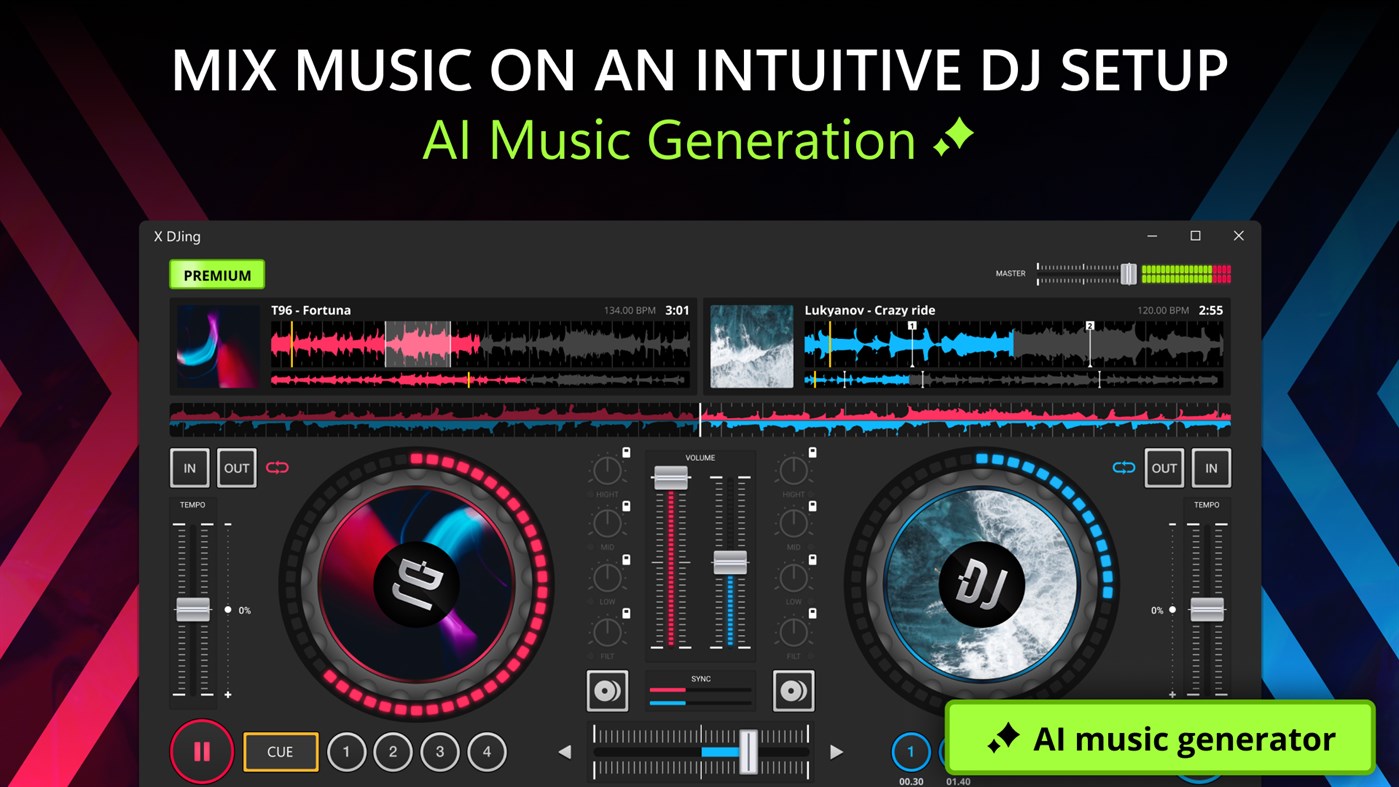 #1. X Djing: Virtual DJ mix studio (Windows) 由: Music Breath LLC