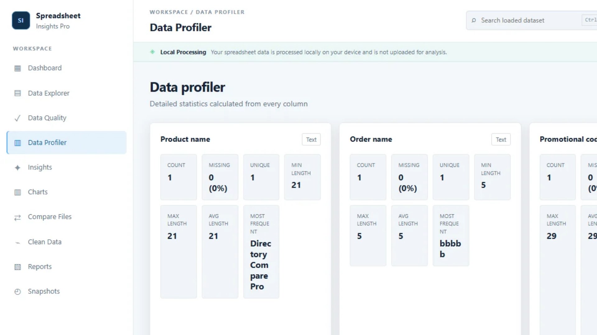 Spreadsheet Insights Pro screenshot