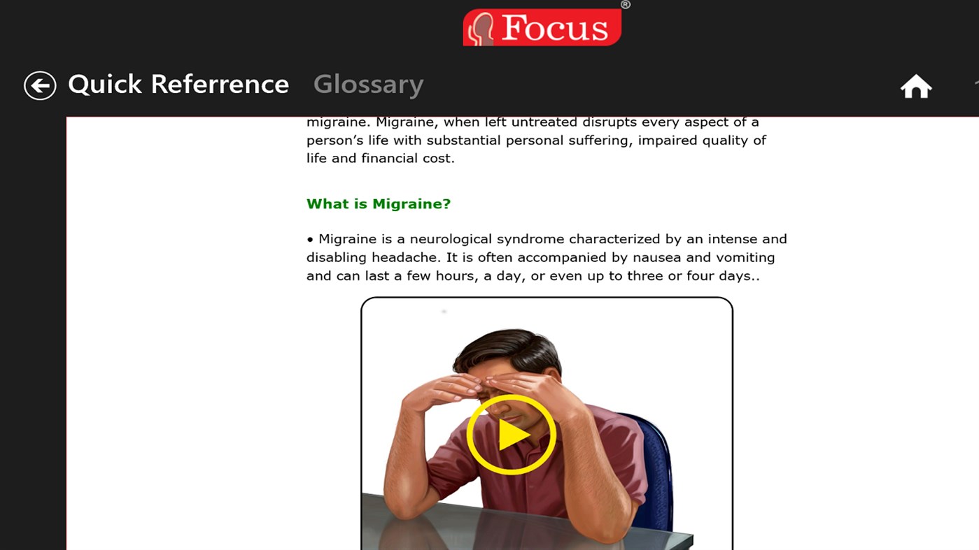 #3. Migraine - Animated Quick Reference (Windows) Által: Focus Medica India Pvt Ltd