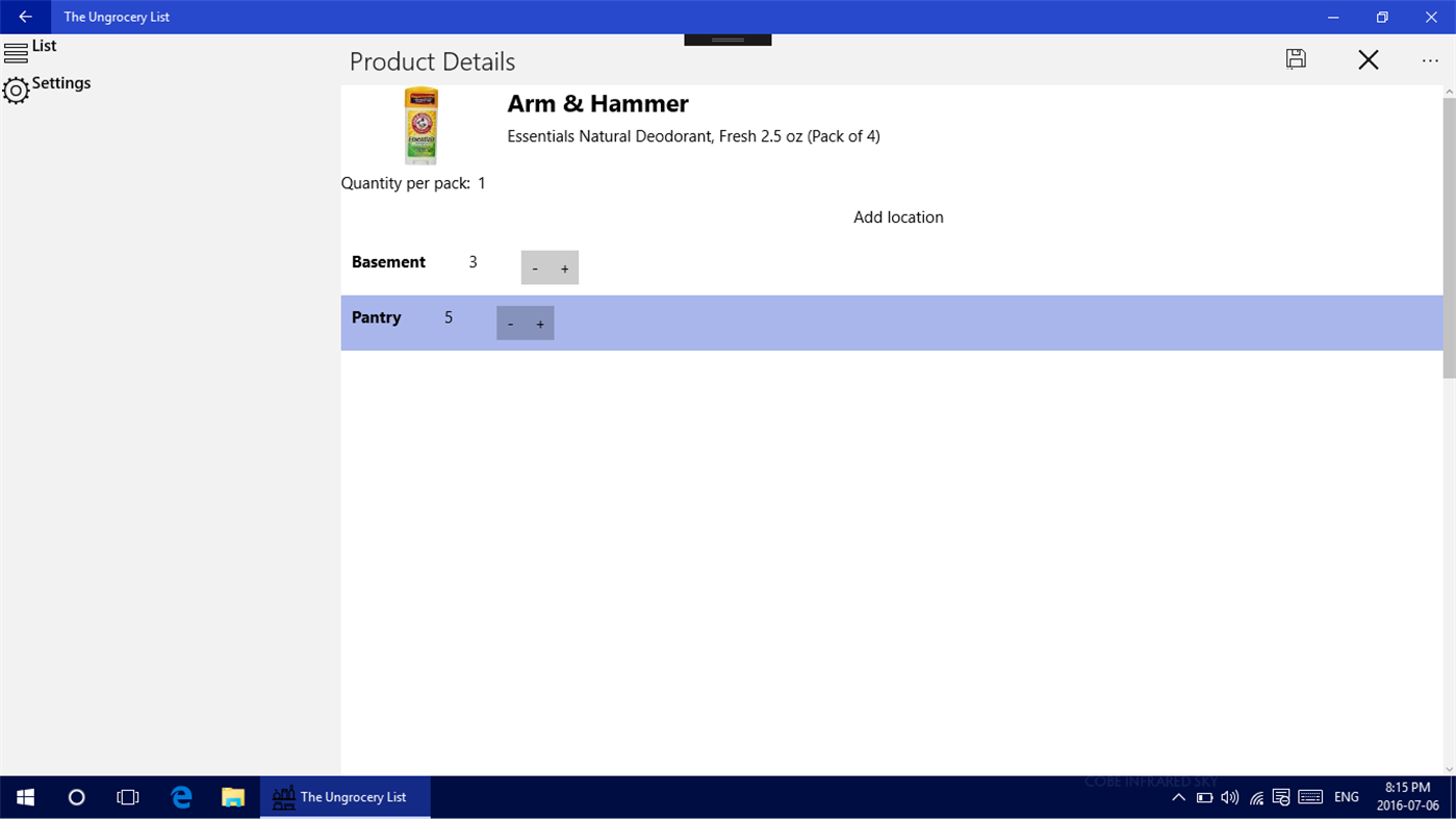 #2. The Ungrocery List (Windows) 由: Shafiq Jetha