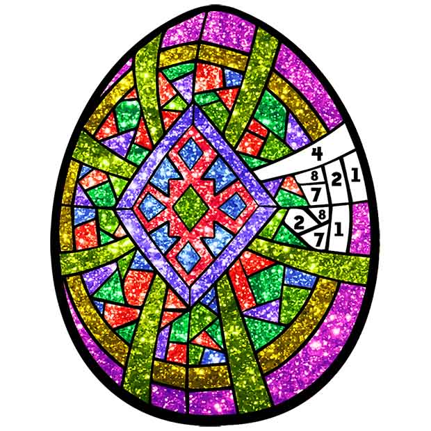 Easter Egg Glitter Color By Number