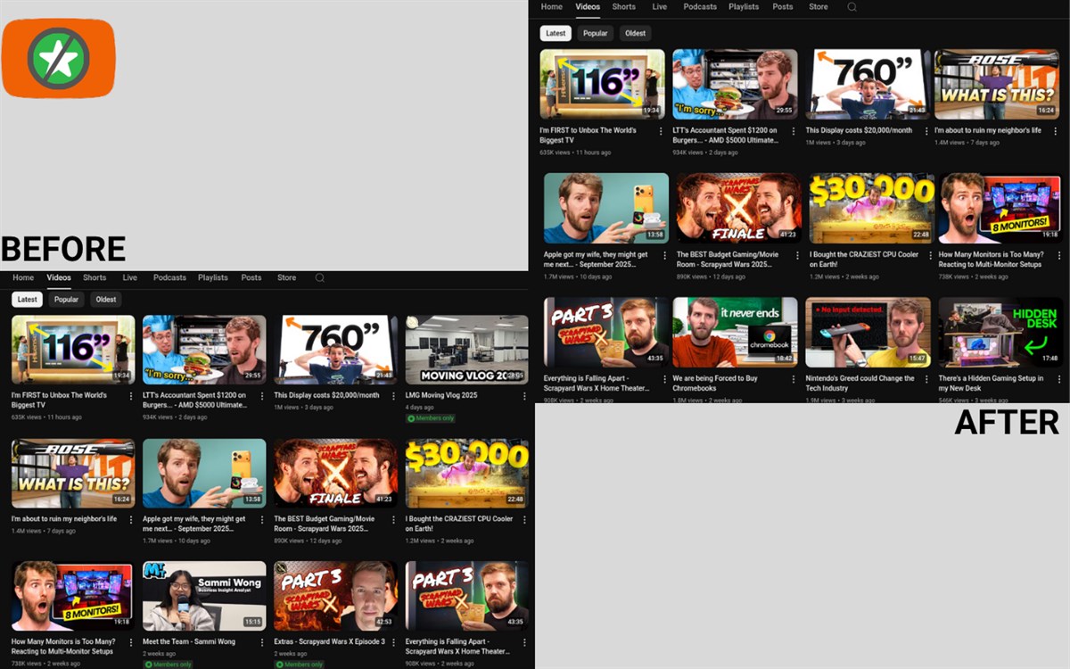 Hide YouTube Members-Only