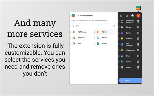 Black Menu for Google — Gemini AI & Sidebar