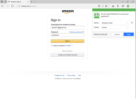 Screenshot: Autosave login
