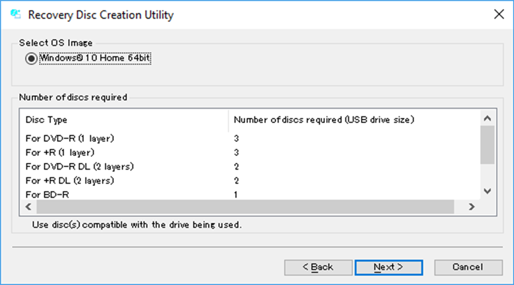 Panasonic PC Recovery Disc Creation Utility - Microsoft Apps