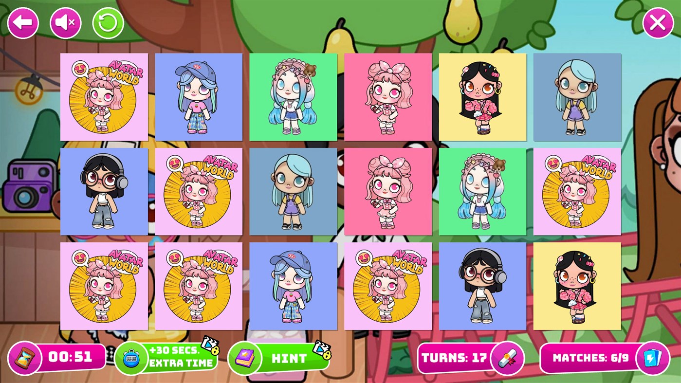 #1. Avatar Girls Memory Card Match (Windows) 由: Ken Coloring