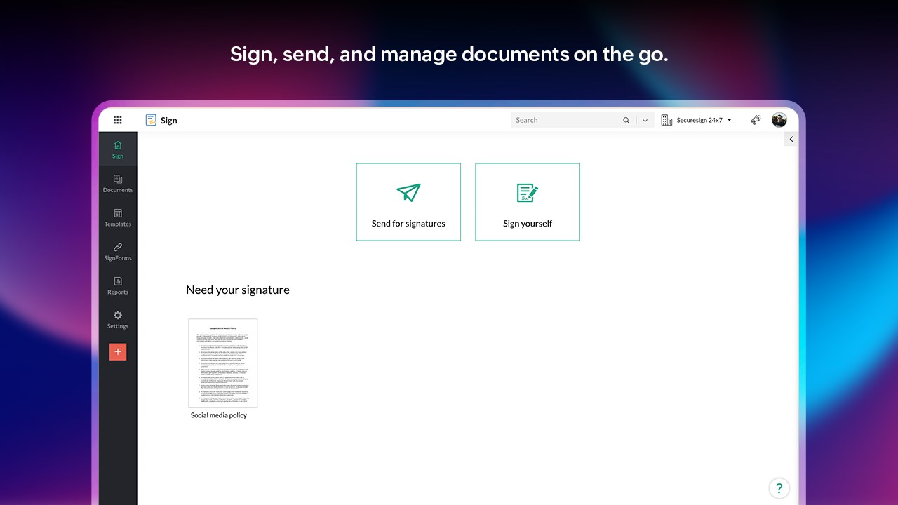 Snapshot 1 of Zoho Sign