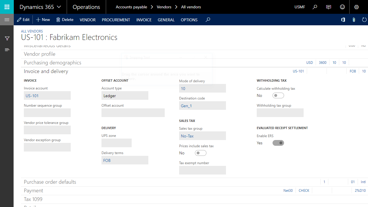 Snapshot 1 of Dynamics ERS