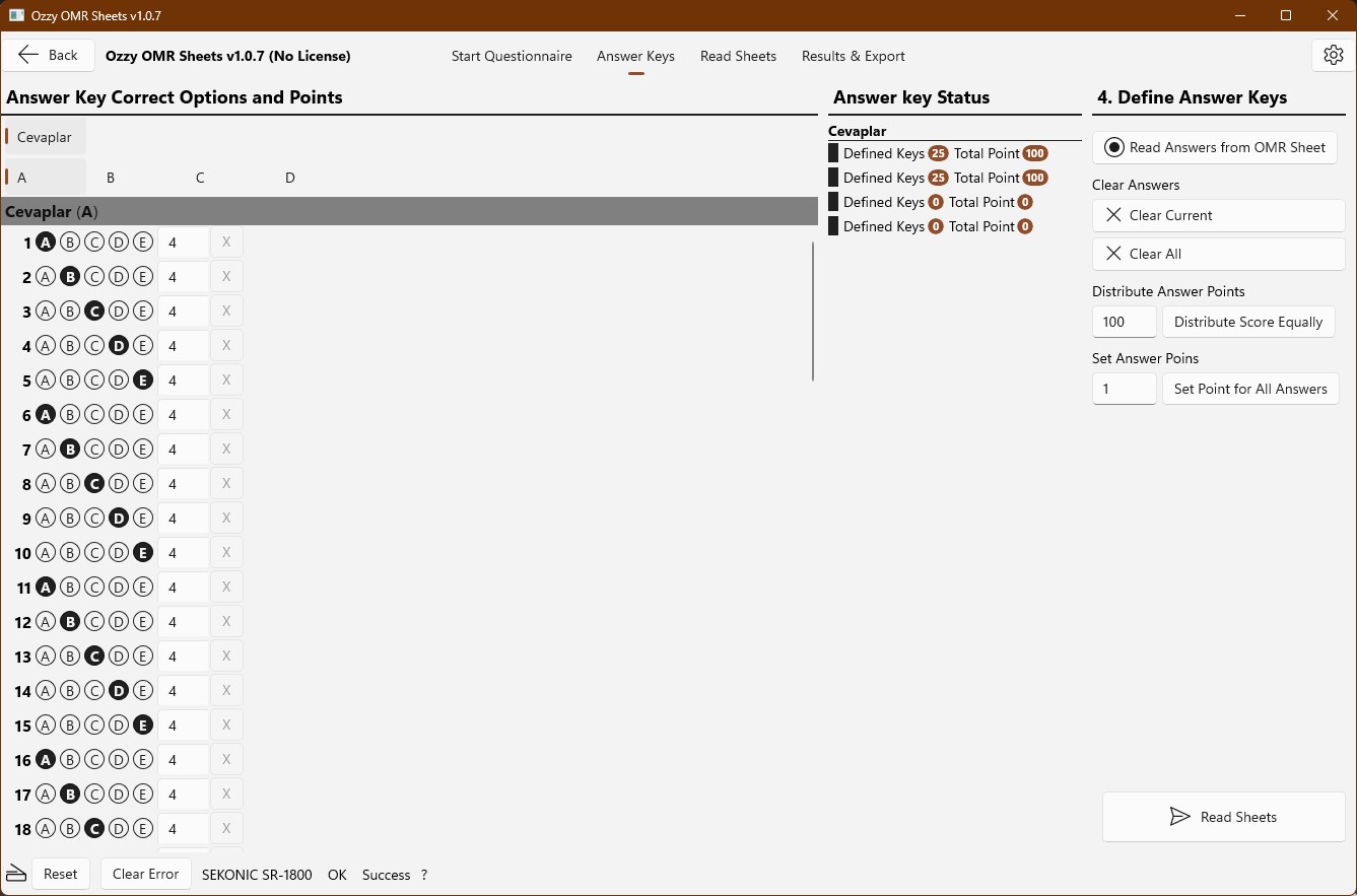 Ozzy OMR Sheets screenshot