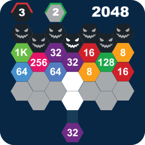 2048 Hexa Monsters Attack: Shoot n Merge Numbers