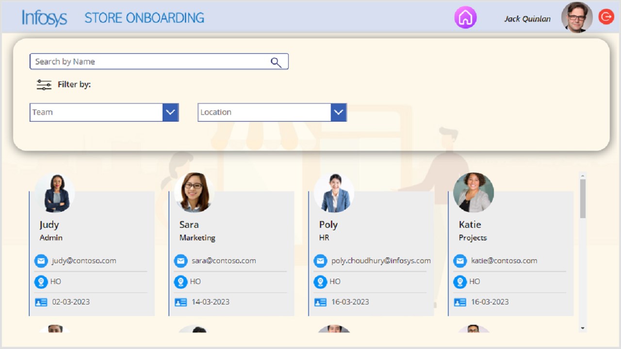Snapshot 3 of InfosysStoreOnboardingApp