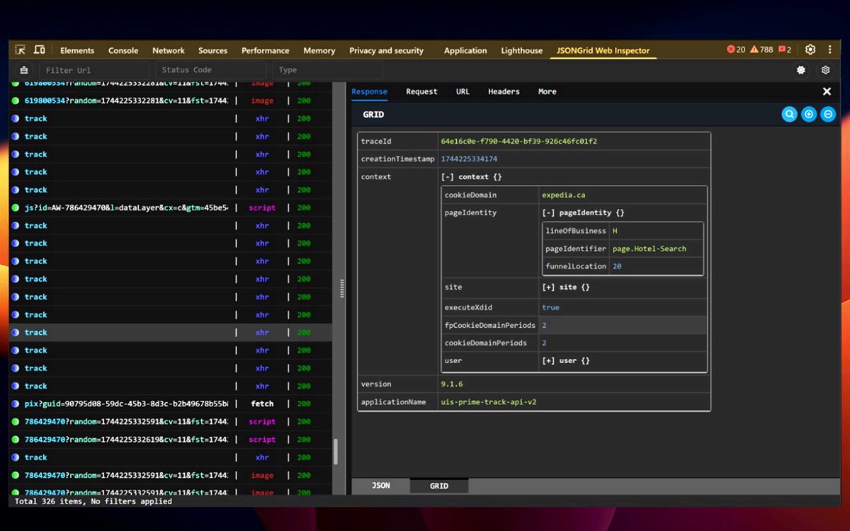 JSONGrid Web Inspector