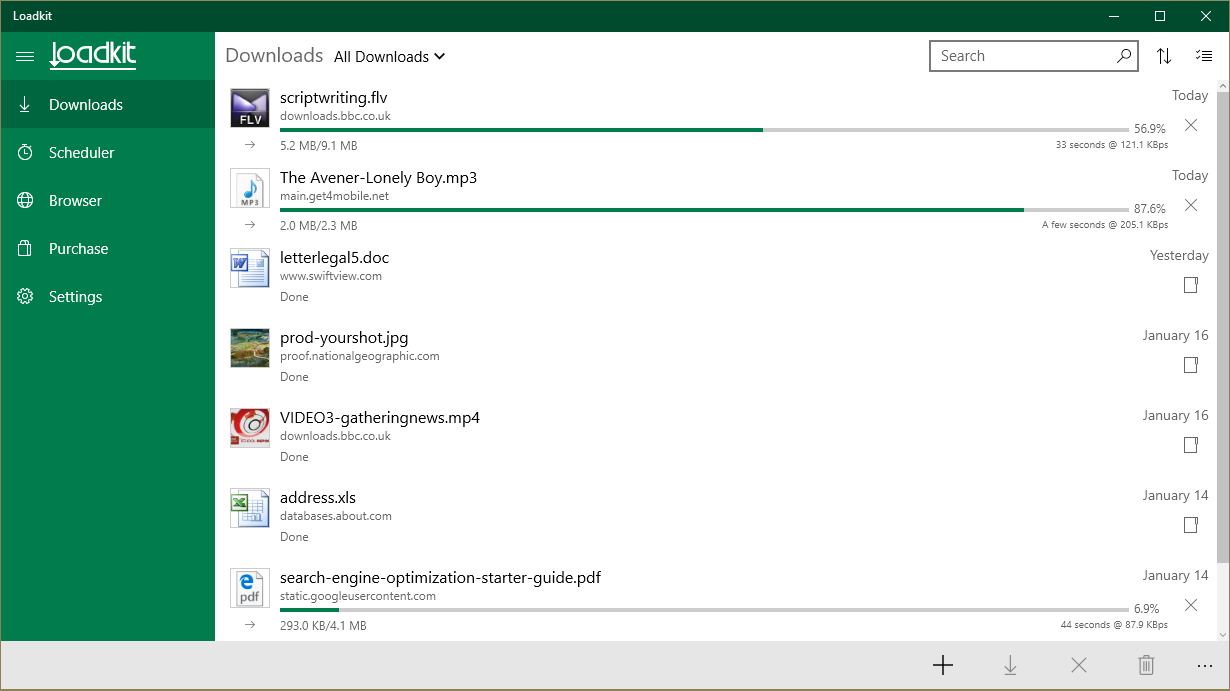 Screenshot: Download List