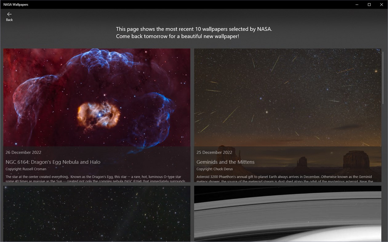 #2. NASA Wallpapers (Windows) Oleh: Roberto Baruffa - Pro