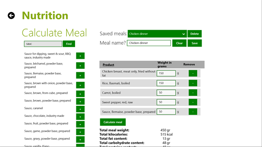 Nutrition database screenshot 7