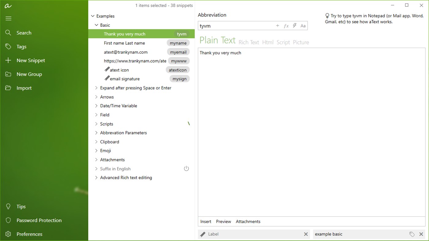 #2. aText (Windows) 来自: Tran Ky Nam