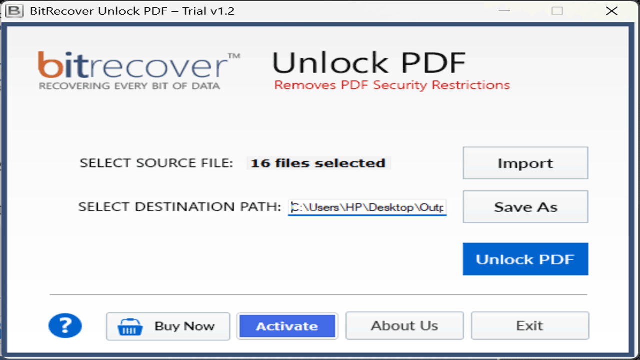 Snapshot 5 of BitRecover PDF Password Remover