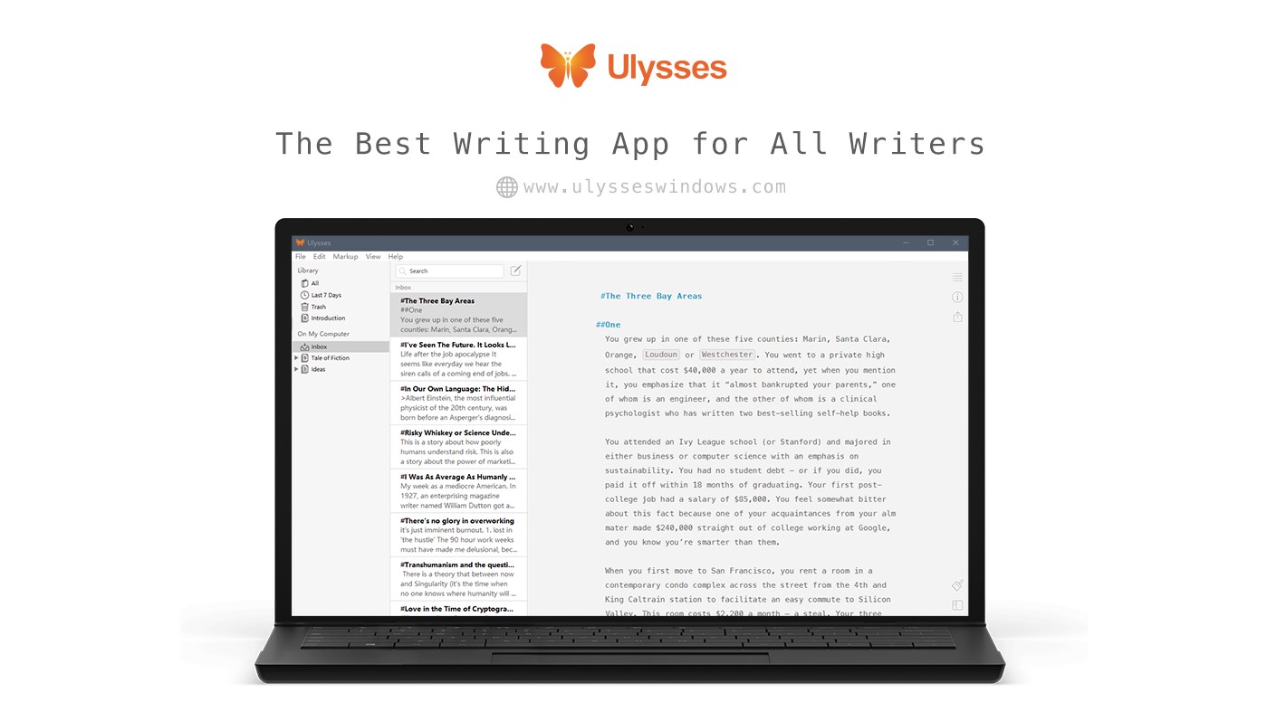 Ulysses Elegant, DistractionFree Writing App for Windows 10