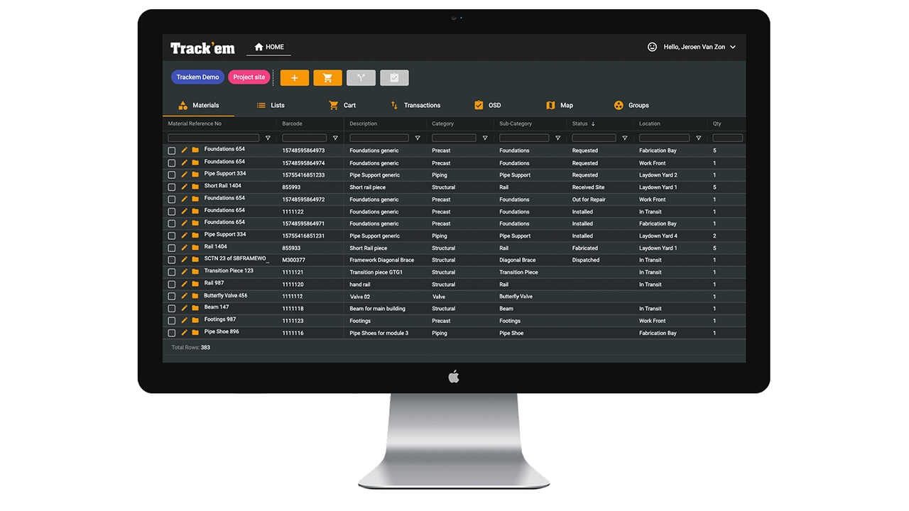 Snapshot 5 of Track’em – Materials Tracking Platform