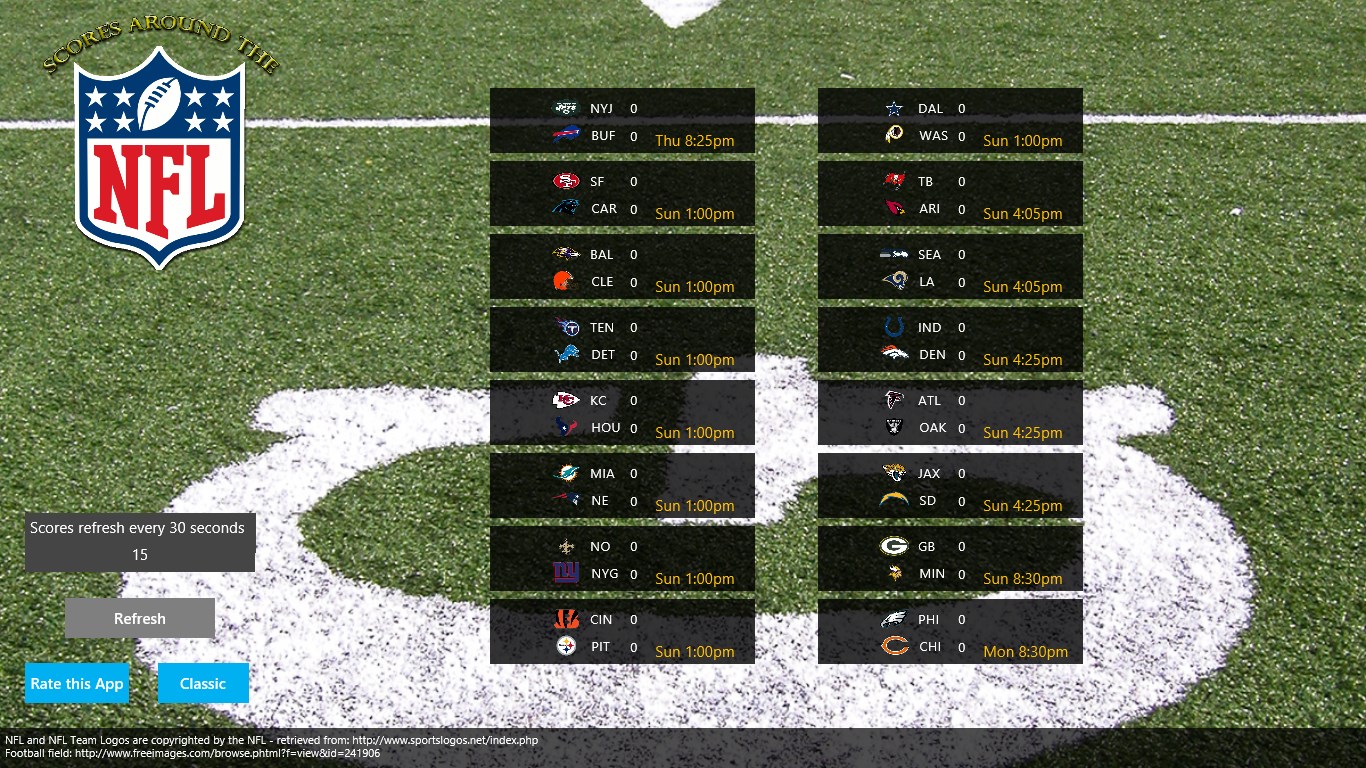 Scores Around the NFL for Windows 10