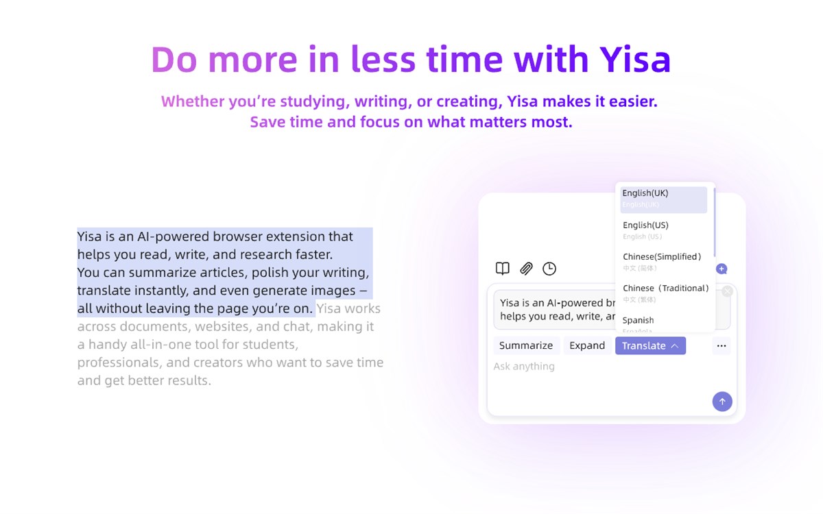 Yisa, Your intelligent sidebar assistant