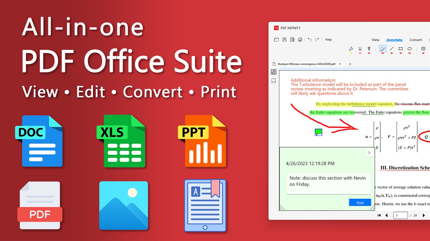 #1. PDF Infinity - DOCX, XLSX and PDF Editor (Windows) By: HUXSoft.com