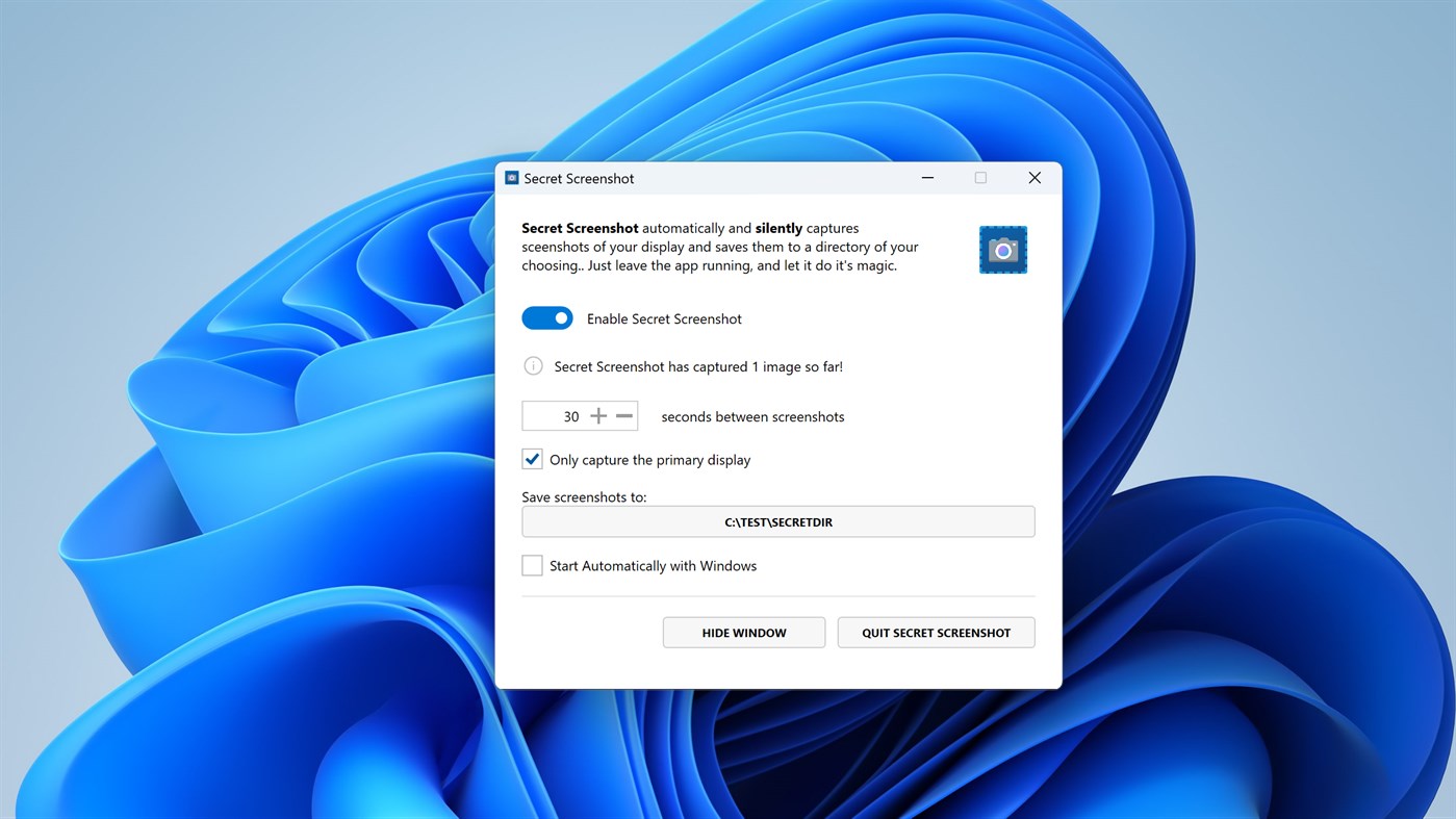 #1. Secret Screenshot Capture (Windows) 来自: EvlarSoft LLC