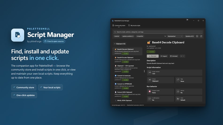 PaletteShell Script Manager (Windows) By: phireForge
