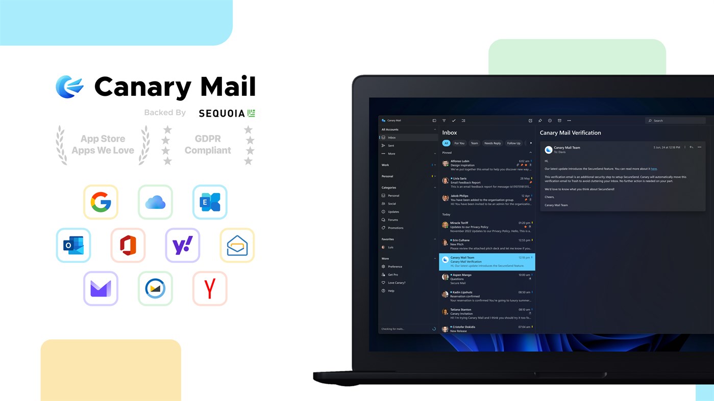 #1. Canary Mail App (Windows) بواسطة: Cartasec Pte. Ltd.