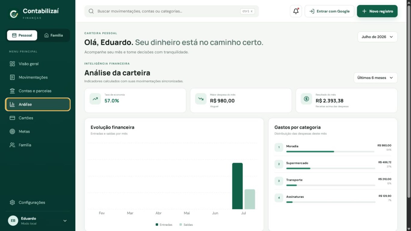 Contabilizaí — Finanças screenshot