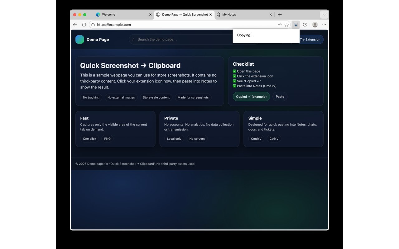 Quick Screenshot → Clipboard