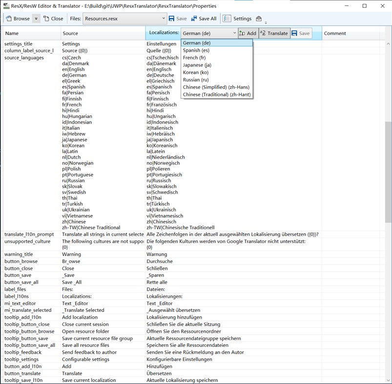 #1. ResX/ResW Editor & Translator (Windows) 由: neolib.net