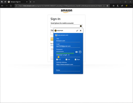 Keeper® for Microsoft Edge - Password Manager & Digital Vault screenshot