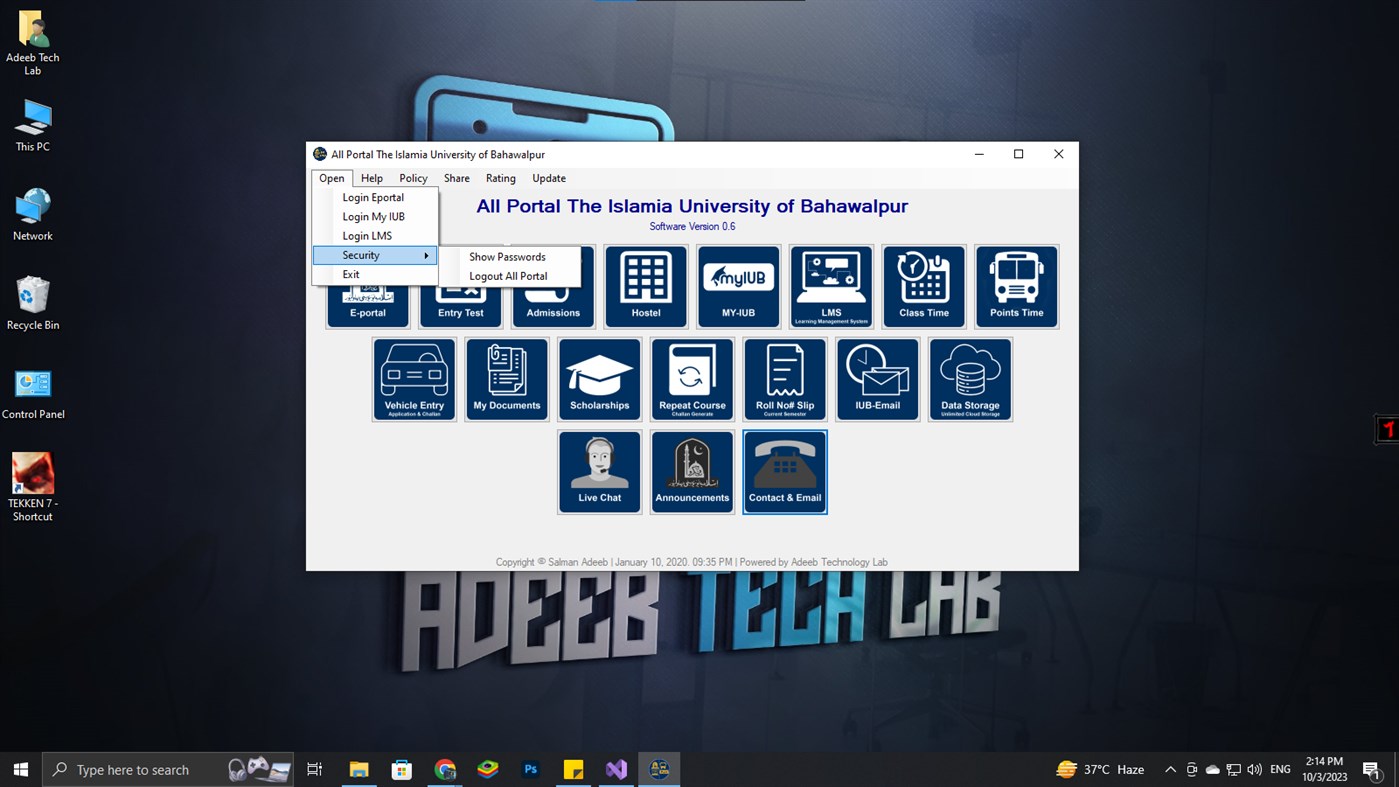 #3. IUB Portals (Windows) Με: Adeeb Technology Lab