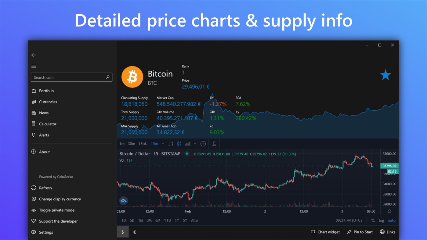 #3. Coini ― Bitcoin / Cryptocurrencies (Windows) 由: Timo Partl