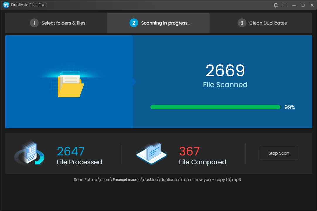 Duplicate files fixer and remover