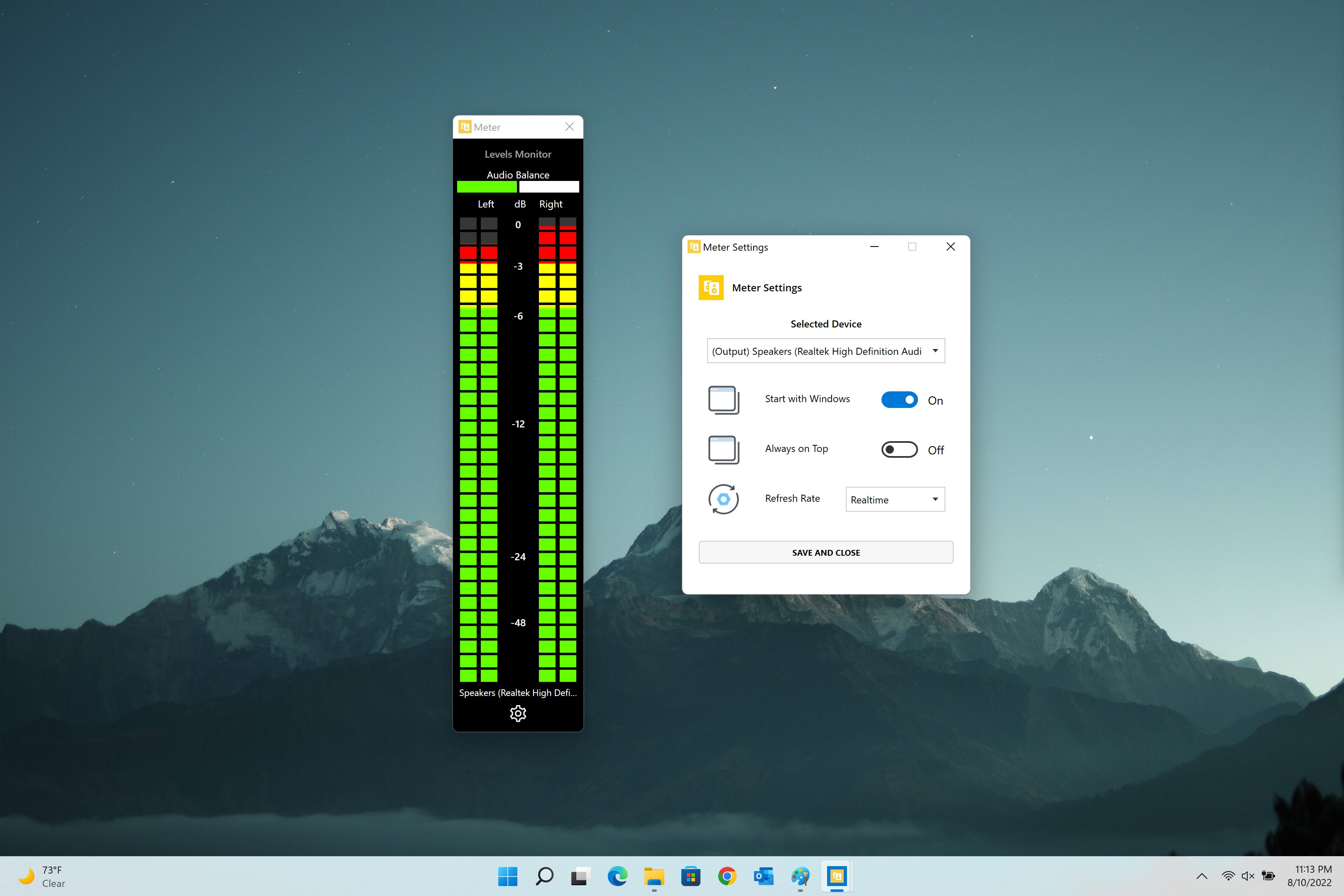 VU Meter ~ Standalone Windows App