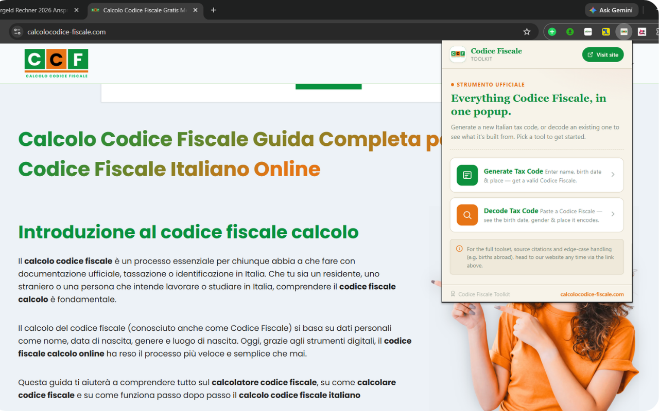 Calcolo Codice Fiscale — Toolkit