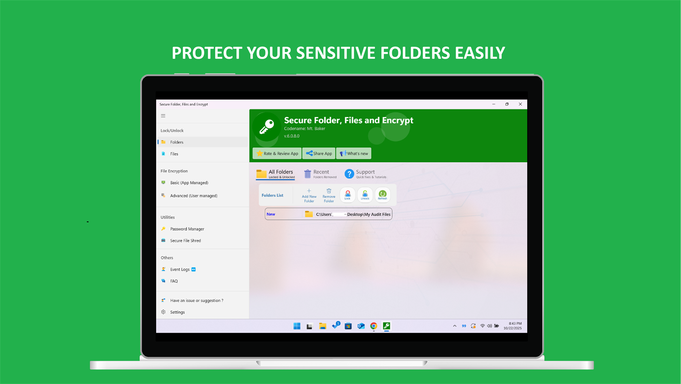 #1. Secure Folder, Files and Encrypt (Windows) 作者: MedhaChaitanya